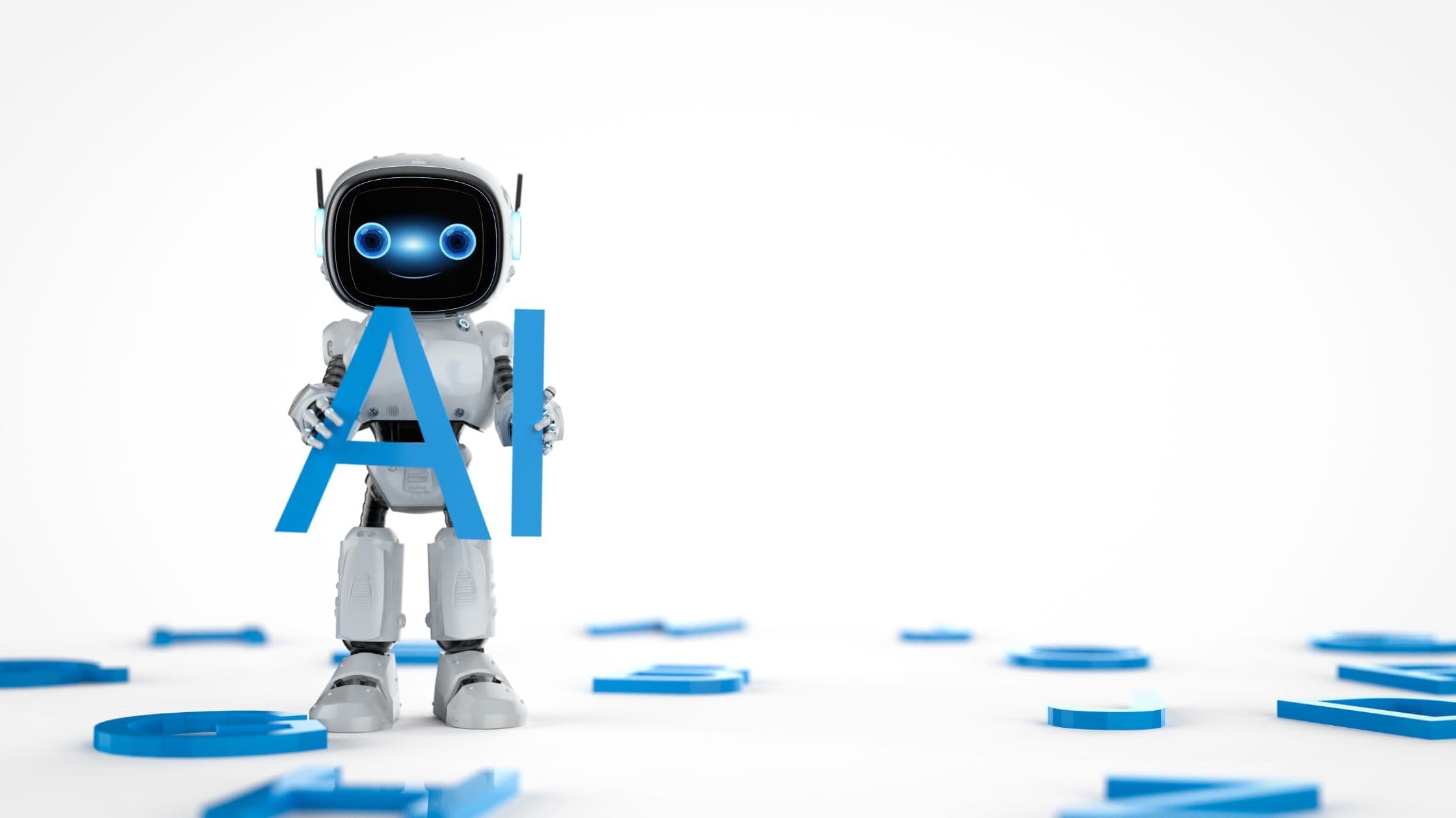 A friendly AI robot mascot representing a no-code AI voice agent platform, in contrast to the developer-first APIs of Retell AI and Vapi